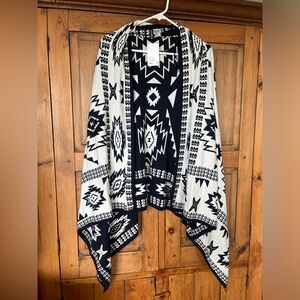 Divided Cardigan Sweater Women's Size Medium Navy/White Open Front